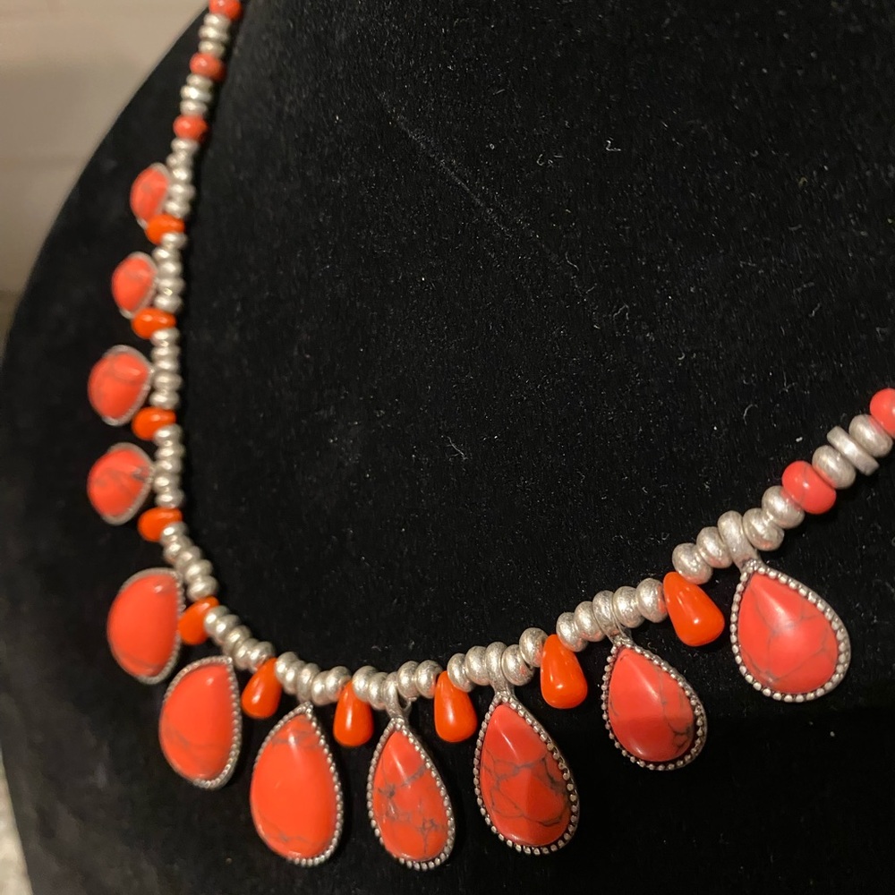 Chaps Watermelon And Silver Colored Necklace - image 3